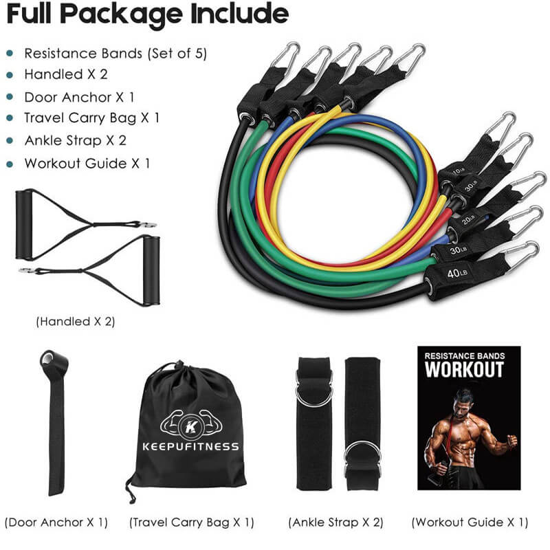 Exercise Bands Set with Safety Sleeve Supplier KEEPUFITNESS